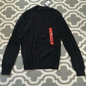 Large Black Dylan George V Neck Sweater NWT